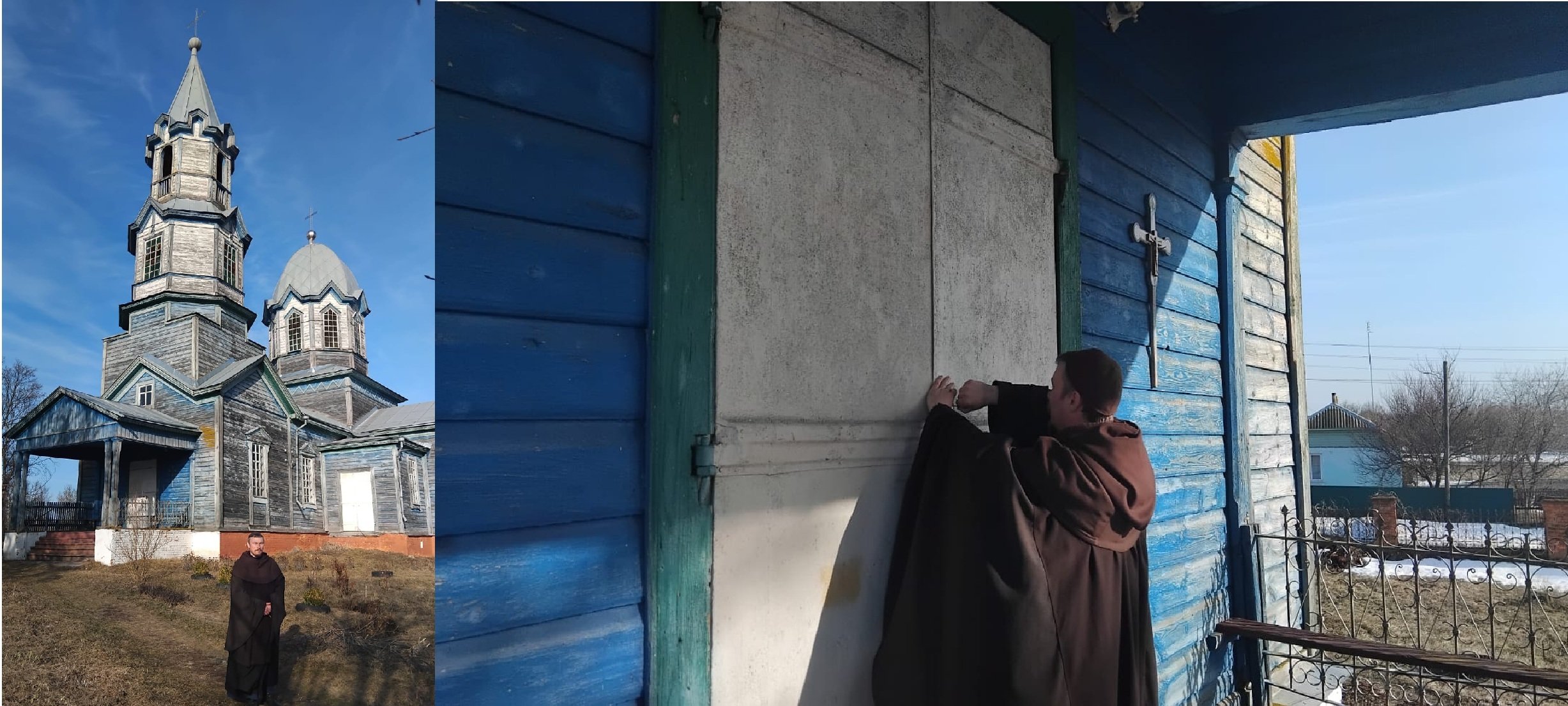 Віталій із сумом називає великі храми в селах валізами без ручки, бо парафіяльному священнику доводиться самотужки і проводку міняти, і ікони писати, і дах ремонтувати. Фото авторки